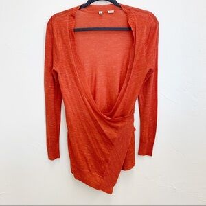 Anthropologie Moth Women’s Orange Pumpkin Open Oversized Thin Wrap Cardigan